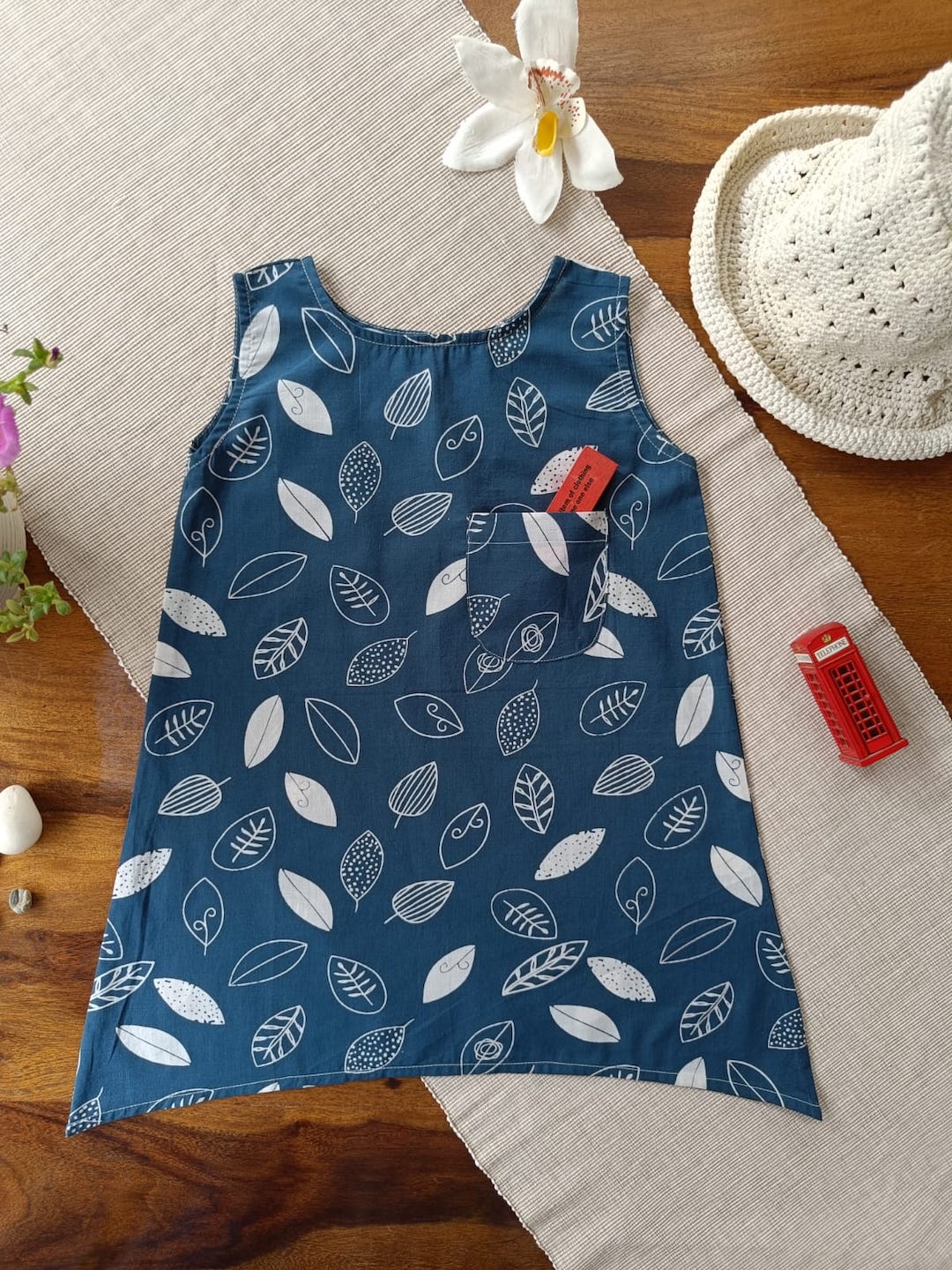 Blue Leaf Whispers A-line Dress-Top