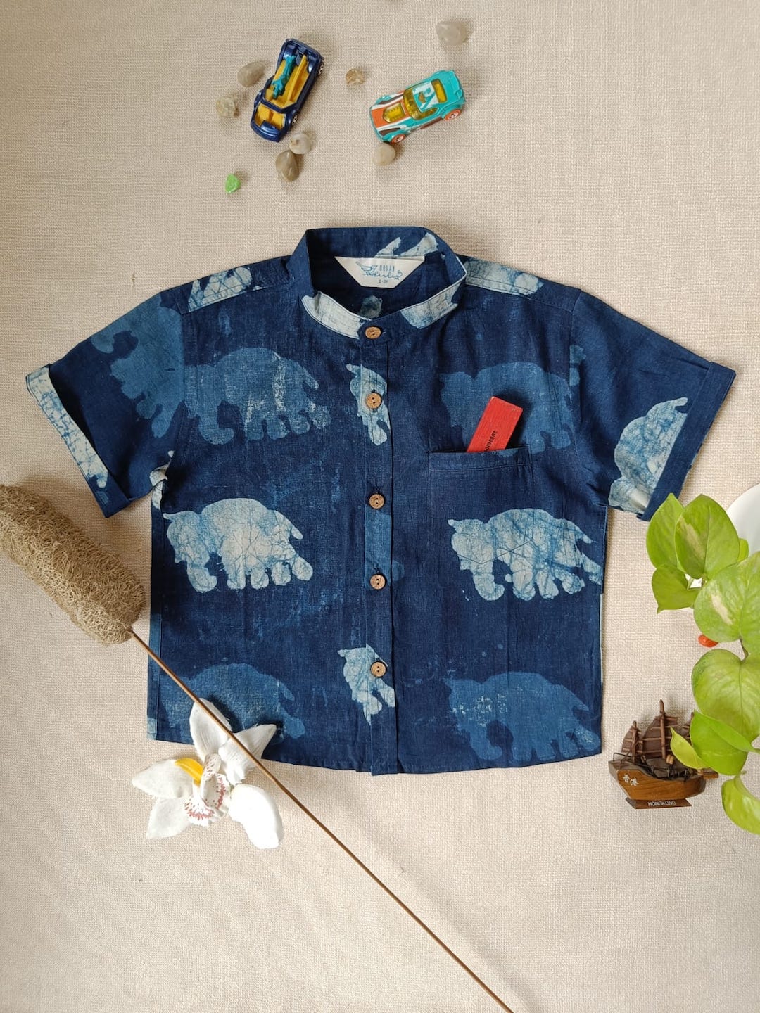 Indigo Parade Chinese Collar Boy's Shirt