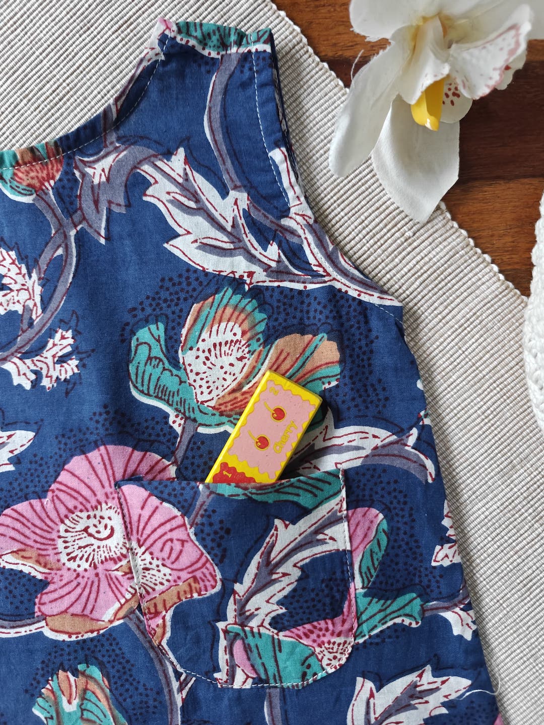 Blue Floral Garden A-line Dress-Top