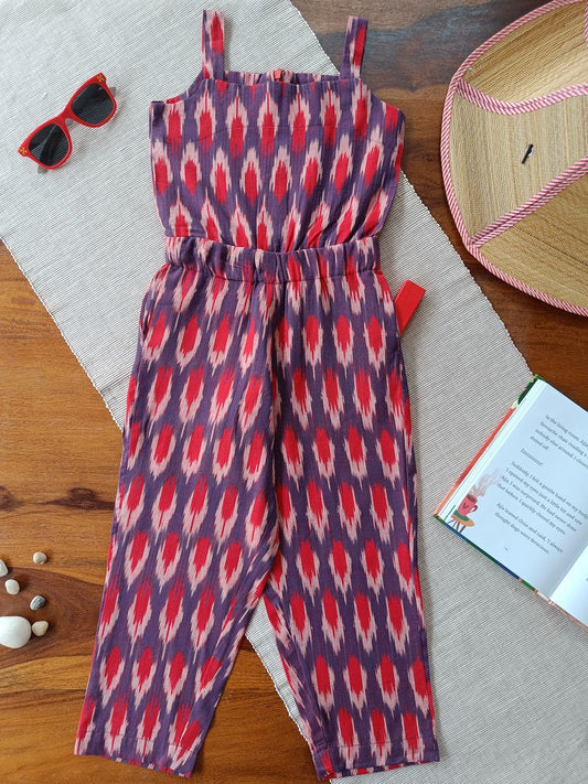 Red Ikkat Jumpsuit