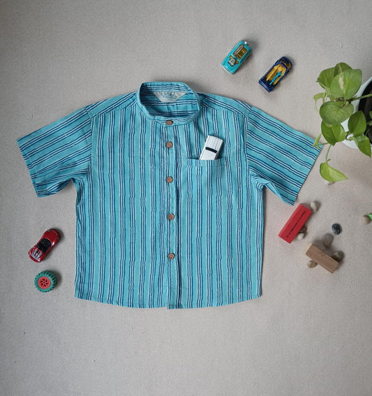 Lagoon Lines Chinese Collar Boy's Shirt