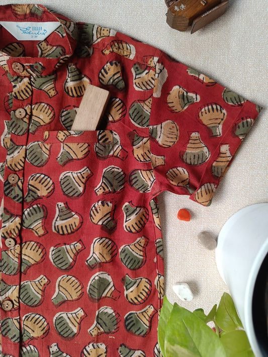 Bulb Bud Chinese Collar Boy's Shirt