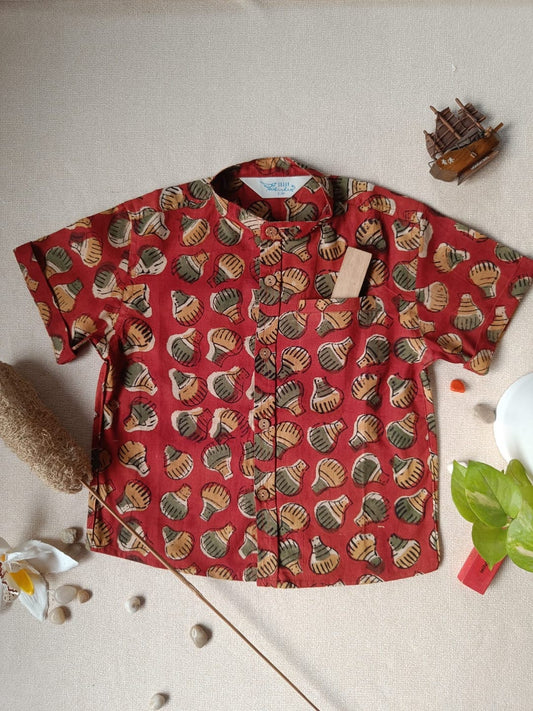 Bulb Bud Chinese Collar Boy's Shirt