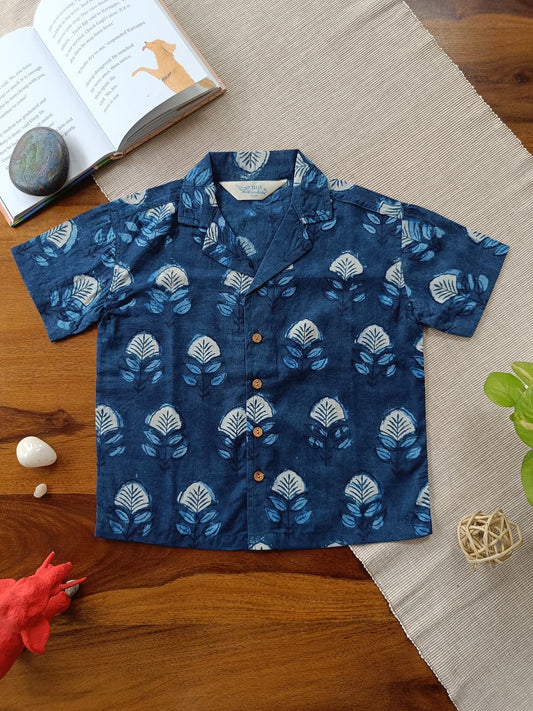 Wander Blue Cuban Collar Boy's shirt