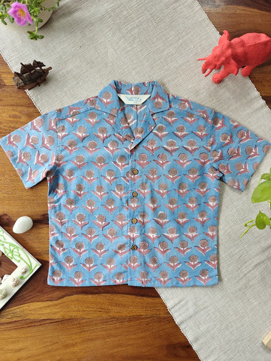 Cotton Candy Sky Cuban Collar Boy's Shirt