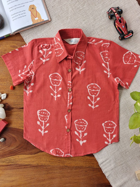 Rust bloom regular Collar Boy's Shirt