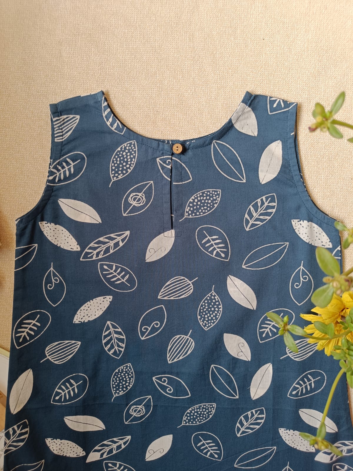 Blue Leaf Whispers A-line Dress-Top