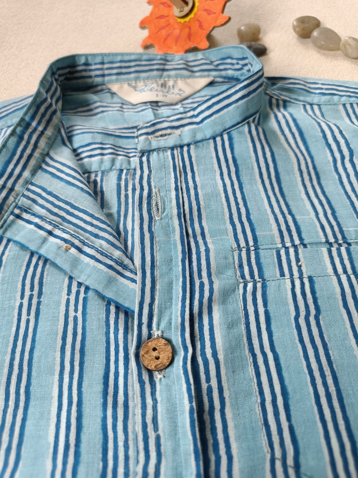 Lagoon Lines Chinese Collar Boy's Shirt