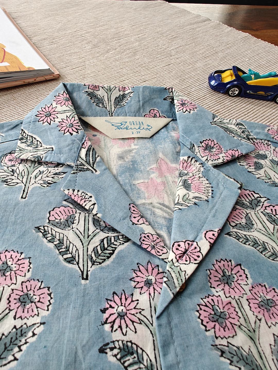 Blue Blossom Trio Cuban Collar Boy's Shirt